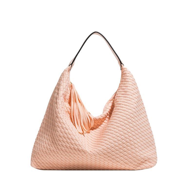 Handmade Woven Top Handle Hobo Handbag With Tassel - Handbags - DYAVOR®