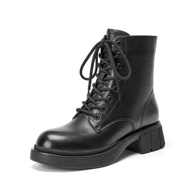 Harrell Women's Round Toe Leather Boots - Boots - DYAVOR®