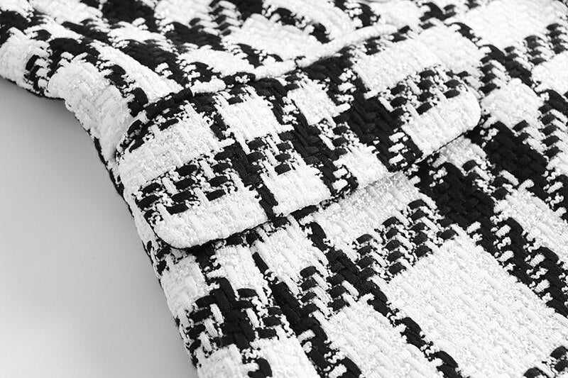 Checkered Black and White Blazer - - DYAVOR®