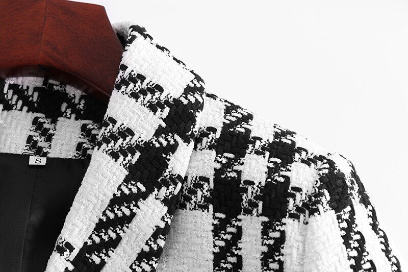 Checkered Black and White Blazer - - DYAVOR®