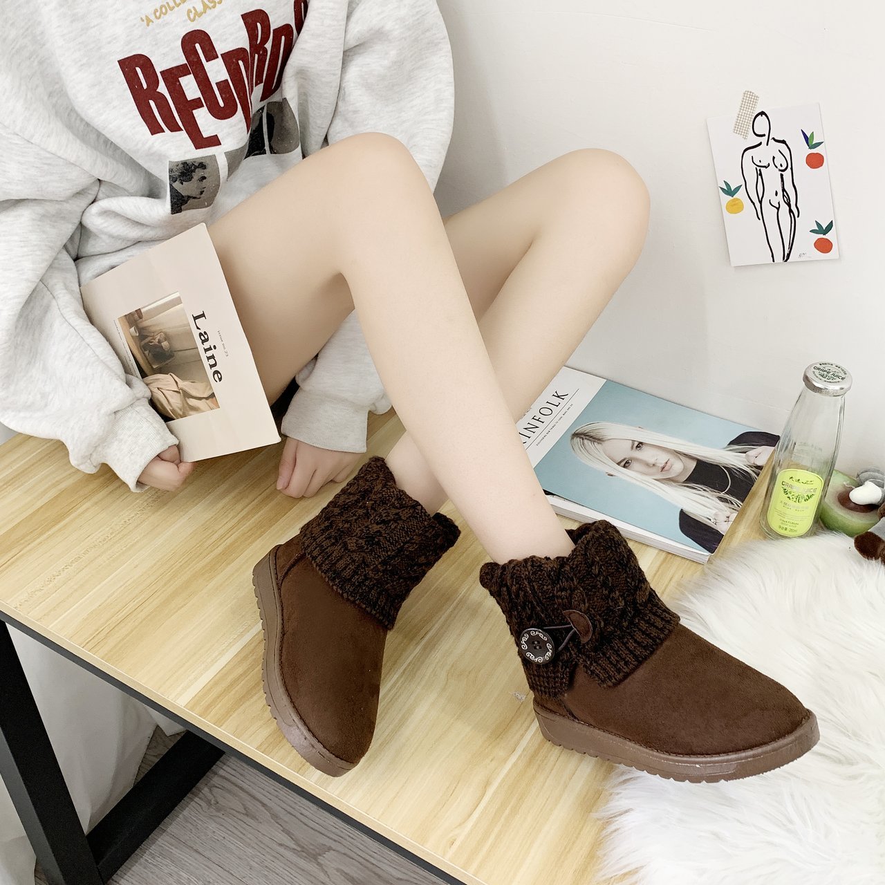 Groovywish Outdoor Orthopedic Winter Boots For Women Suede Ankle Shoes - - DYAVOR®