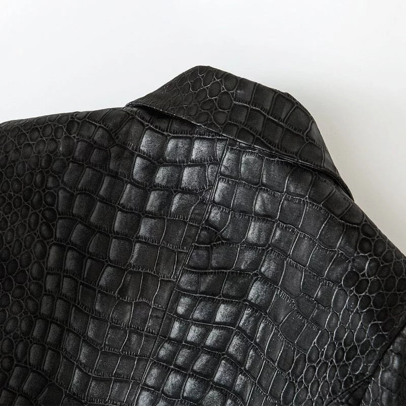 The Everglades Faux Leather Long Sleeve Blazer - 0 - DYAVOR®