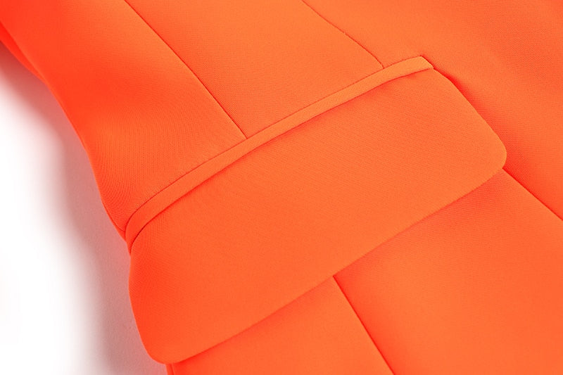 Double-breasted Orange Blazer - - DYAVOR®