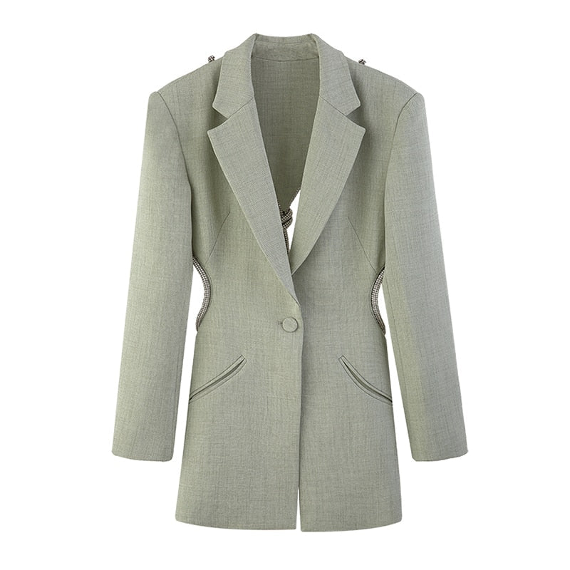 Green Backless Diamond Blazer - - DYAVOR®
