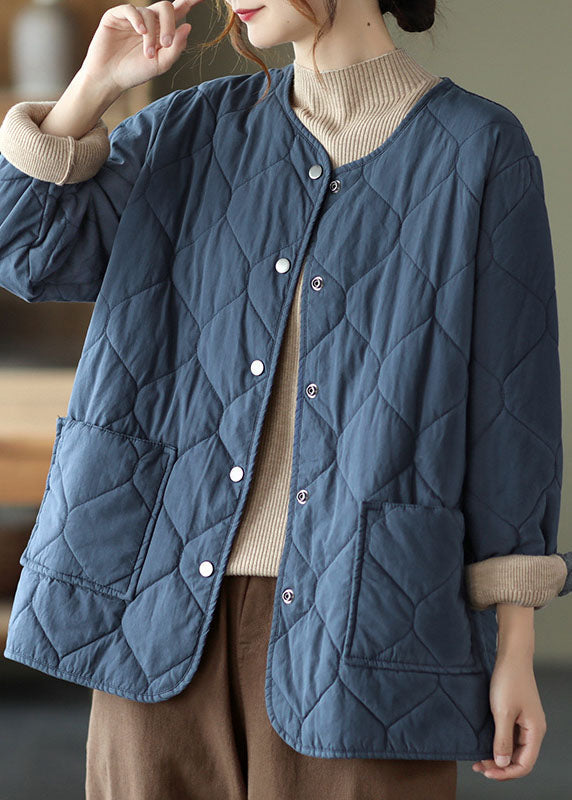 Hot Khaki O-Neck Pockets Button Winter Coats Parkas - Down Jackets - DYAVOR®