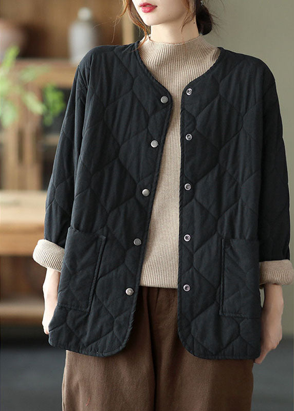 Hot Khaki O-Neck Pockets Button Winter Coats Parkas - Down Jackets - DYAVOR®