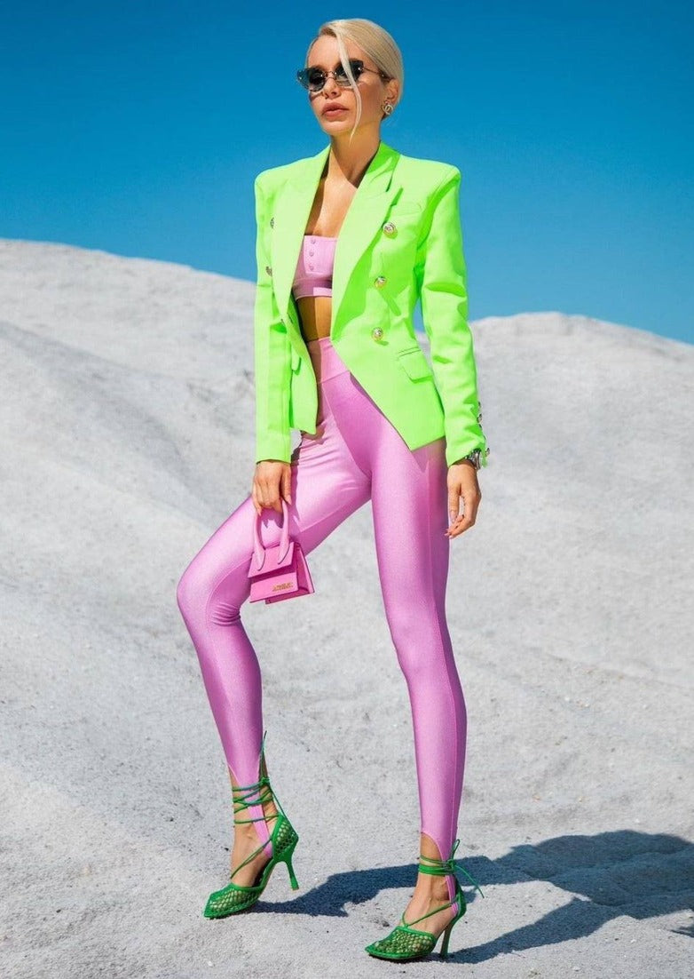Double-breasted Lime Blazer - - DYAVOR®