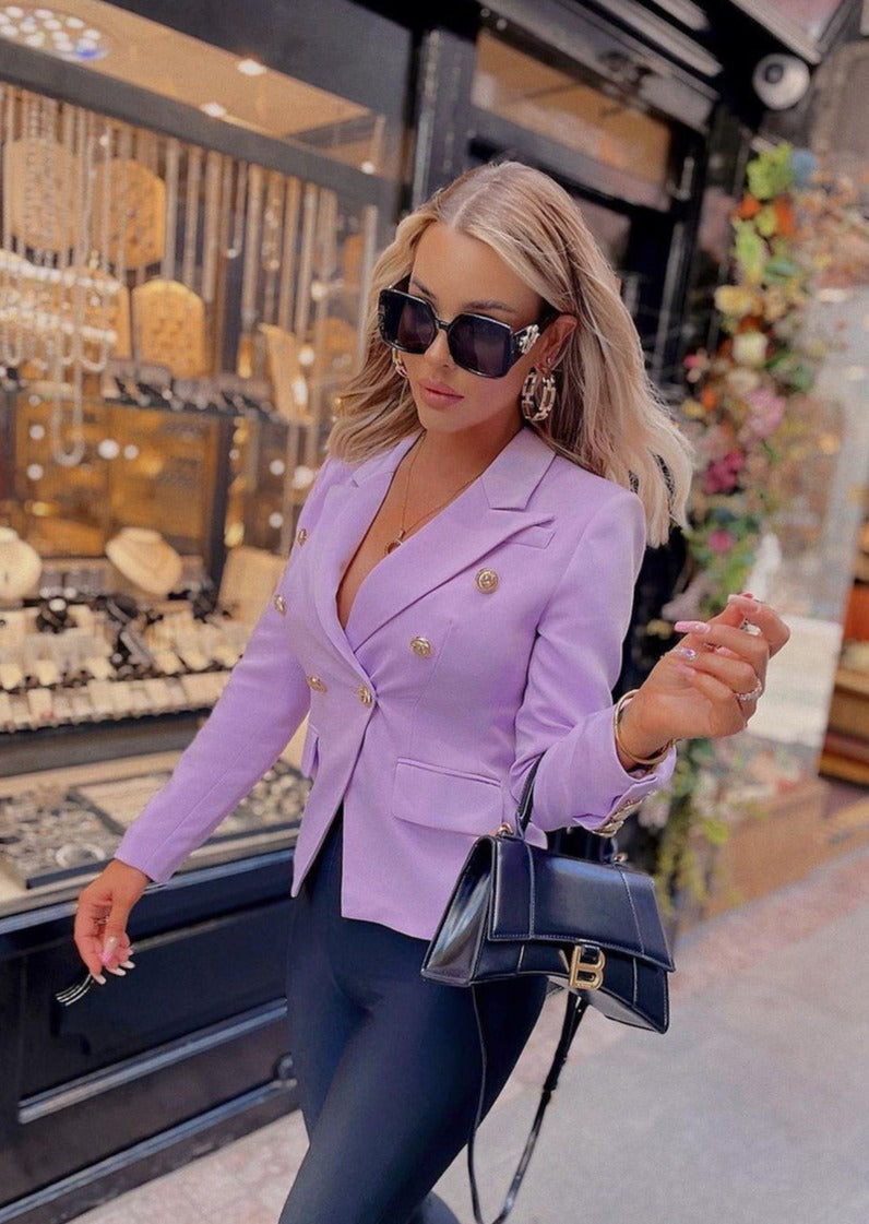 Double-breasted Lavender Blazer - - DYAVOR®