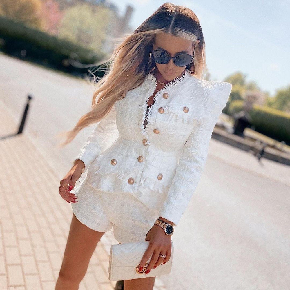 White Tweed Two-piece Set - - DYAVOR®