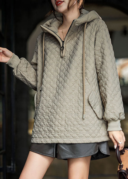 Italian Chocolate Hooded Drawstring Zippered Fine Cotton Filled Puffers Jackets Winter - Down Jackets - DYAVOR®
