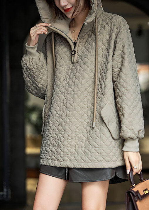 Italian Chocolate Hooded Drawstring Zippered Fine Cotton Filled Puffers Jackets Winter - Down Jackets - DYAVOR®