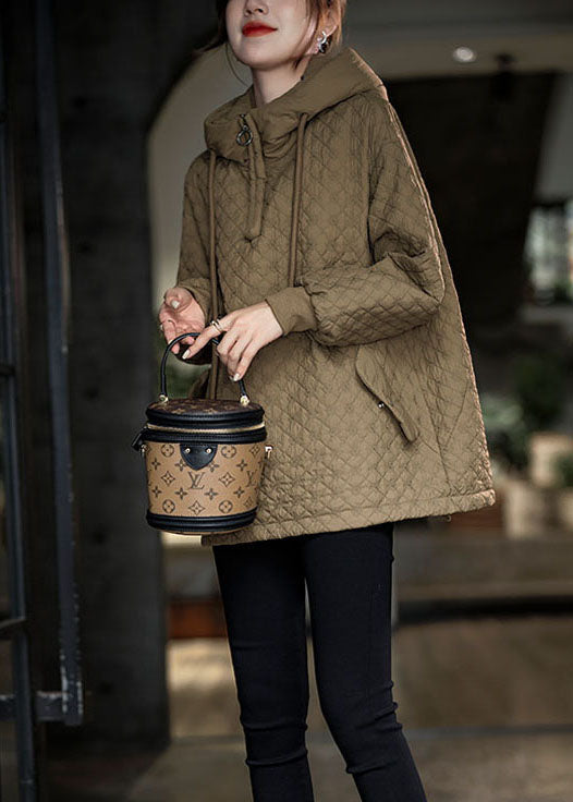 Italian Chocolate Hooded Drawstring Zippered Fine Cotton Filled Puffers Jackets Winter - Down Jackets - DYAVOR®