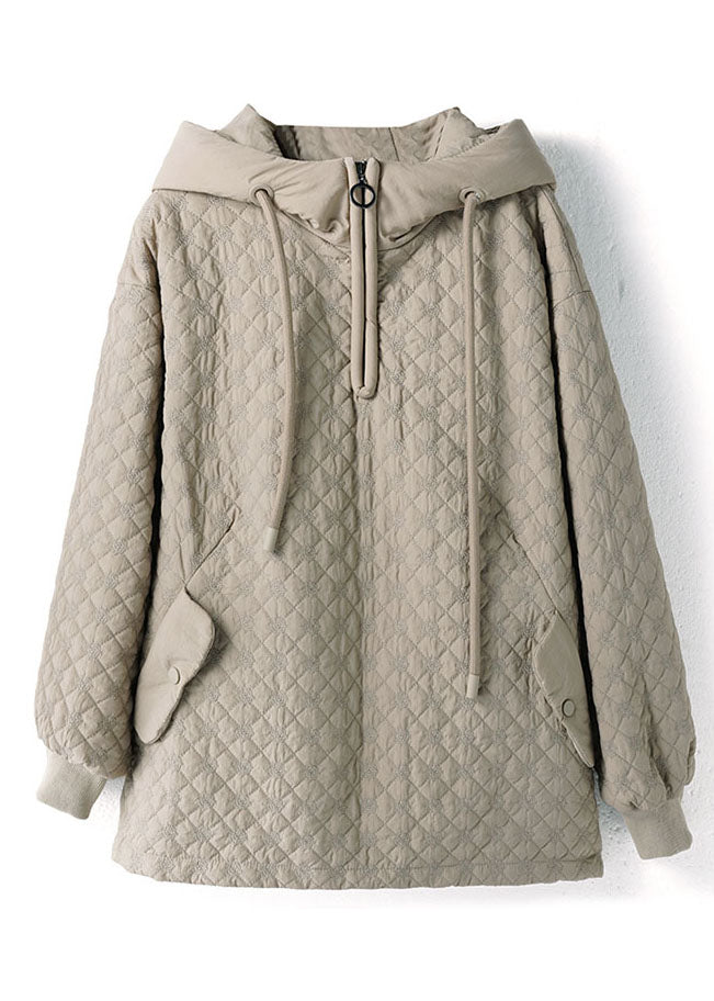 Italian Chocolate Hooded Drawstring Zippered Fine Cotton Filled Puffers Jackets Winter - Down Jackets - DYAVOR®