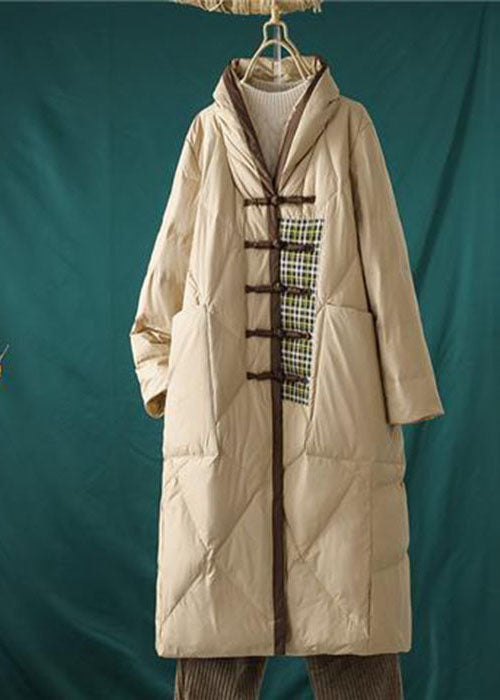 Italian Chocolate Mandarin Collar Oversized Patchwork Duck Down Puffer Jacket Winter - Down Jackets - DYAVOR®