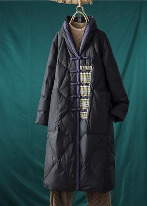 Italian Chocolate Mandarin Collar Oversized Patchwork Duck Down Puffer Jacket Winter - Down Jackets - DYAVOR®