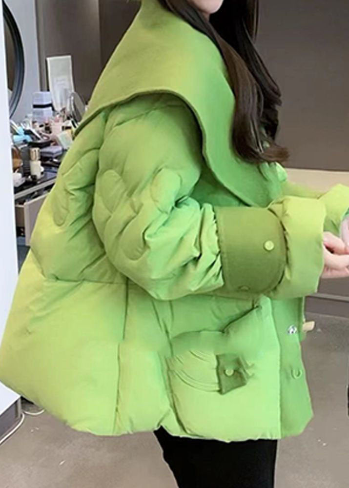 Italian Green Peter Pan Collar Patchwork Drawstring Fine Cotton Filled Parkaer Winter - Down Jackets - DYAVOR®