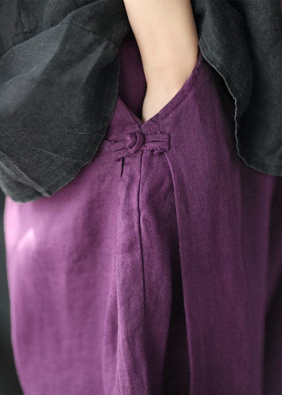 Italian Purple Oriental High Waist Linen Harem Pants Summer - Pants - DYAVOR®