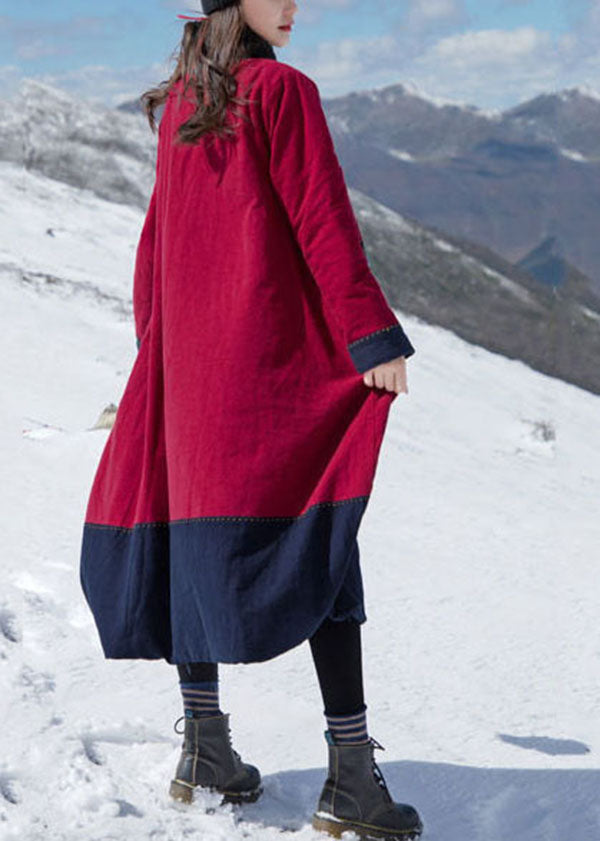 Italian Red Embroideried Patchwork Teddy Faux Fur Fine Cotton Filled Gown Winter - Down Jackets - DYAVOR®