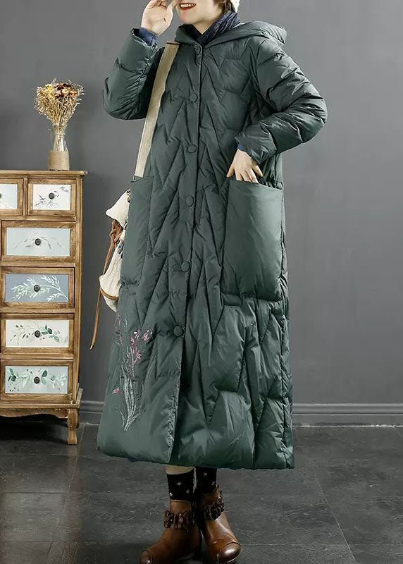 Italian Red Hooded Embroideried Solid Duck Down Down Coats Winter - Down Jackets - DYAVOR®