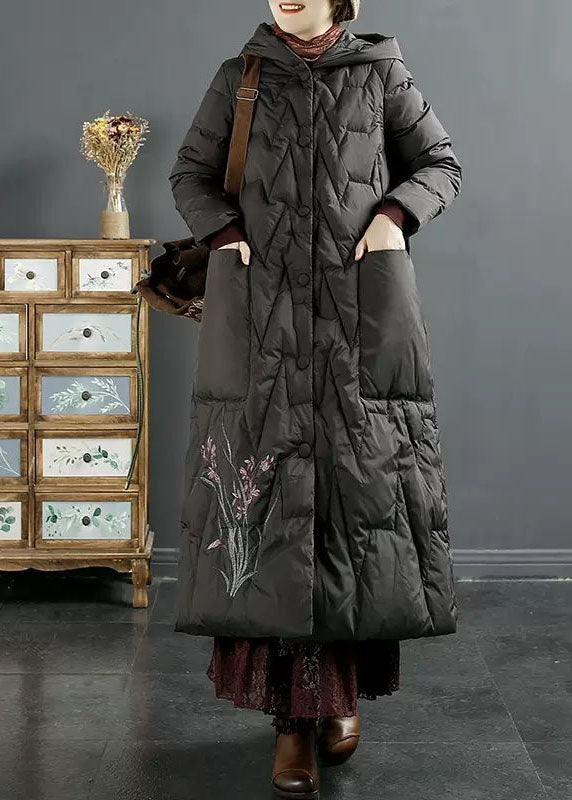 Italian Red Hooded Embroideried Solid Duck Down Down Coats Winter - Down Jackets - DYAVOR®