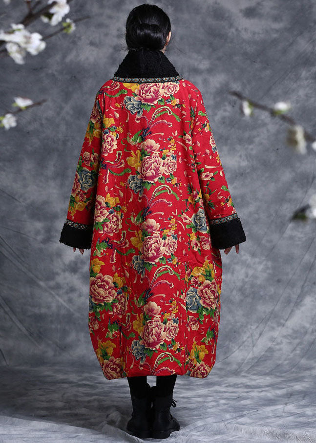 Italian Red Oversized Patchwork Teddy Faux Fur Thick Cotton Dress Gown Winter - Down Jackets - DYAVOR®
