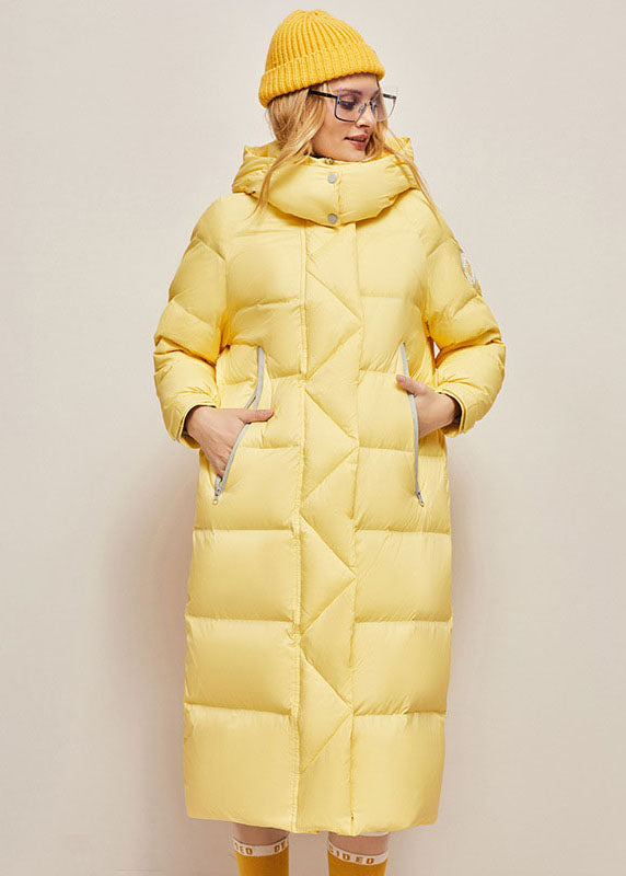 Italian Yellow Hooded Patchwork Duck Down Puffers Jackets Winter - Down Jackets - DYAVOR®