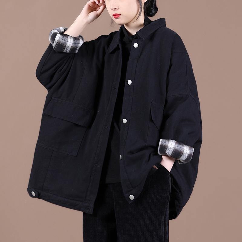 Italian lapel Button Down Fine spring Coats Women black loose outwears - Down Jackets - DYAVOR®