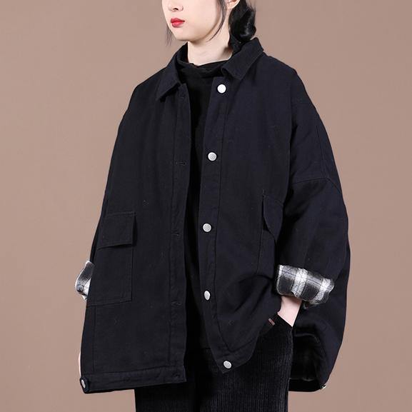 Italian lapel Button Down Fine spring Coats Women black loose outwears - Down Jackets - DYAVOR®