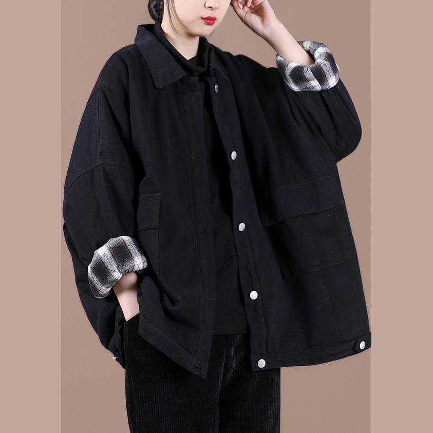 Italian lapel Button Down Fine spring Coats Women black loose outwears - Down Jackets - DYAVOR®