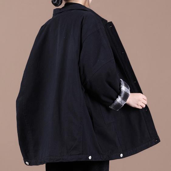 Italian lapel Button Down Fine spring Coats Women black loose outwears - Down Jackets - DYAVOR®