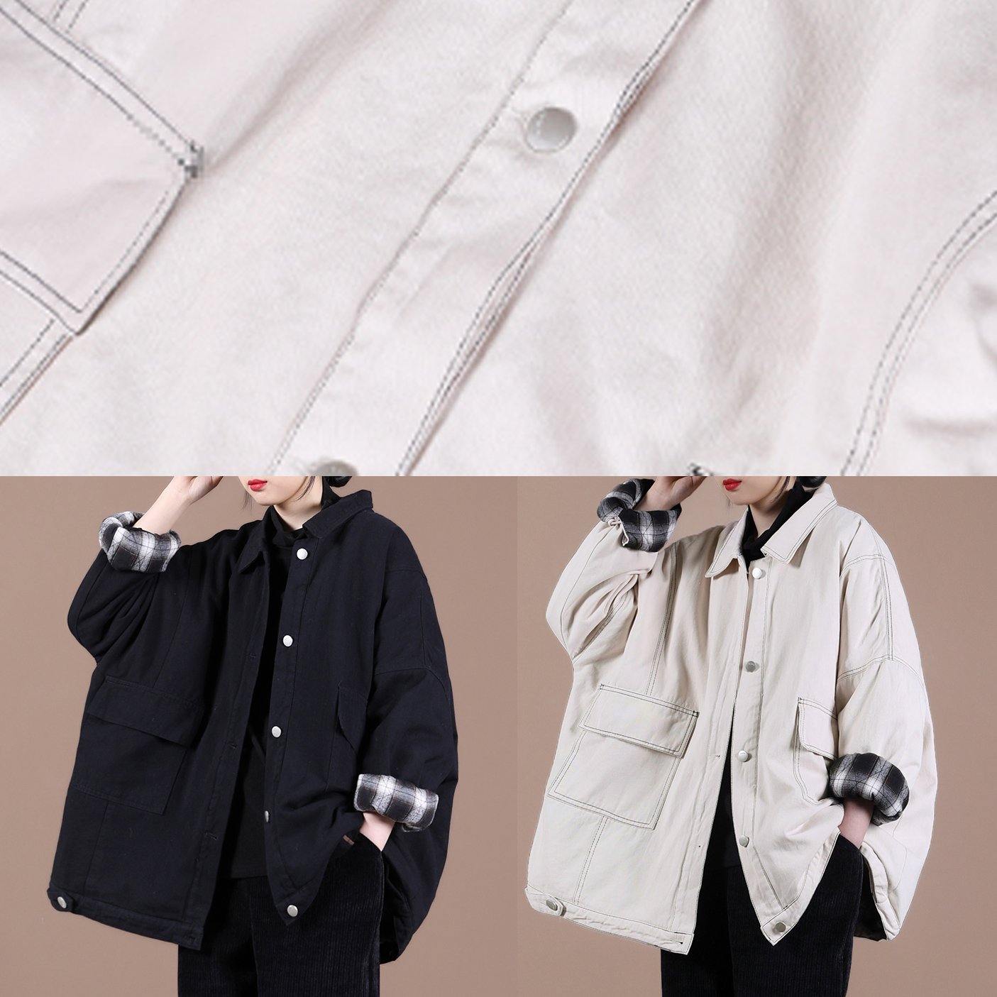 Italian lapel Button Down Fine spring Coats Women black loose outwears - Down Jackets - DYAVOR®