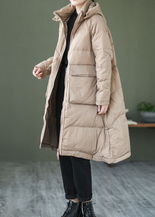 Khaki Casual Duck Down Down Jacket Hooded Winter - Down Jackets - DYAVOR®