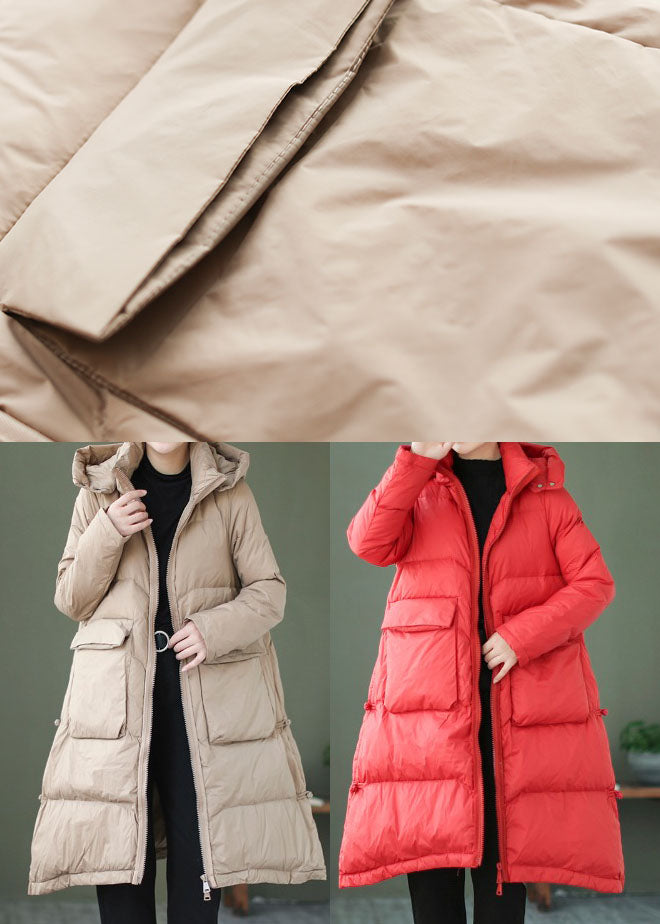 Khaki Casual Duck Down Down Jacket Hooded Winter - Down Jackets - DYAVOR®