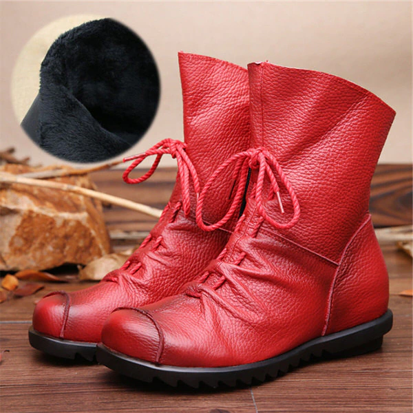 Koko Women's Vintage Style Genuine Leather Black Booties - Booties - DYAVOR®