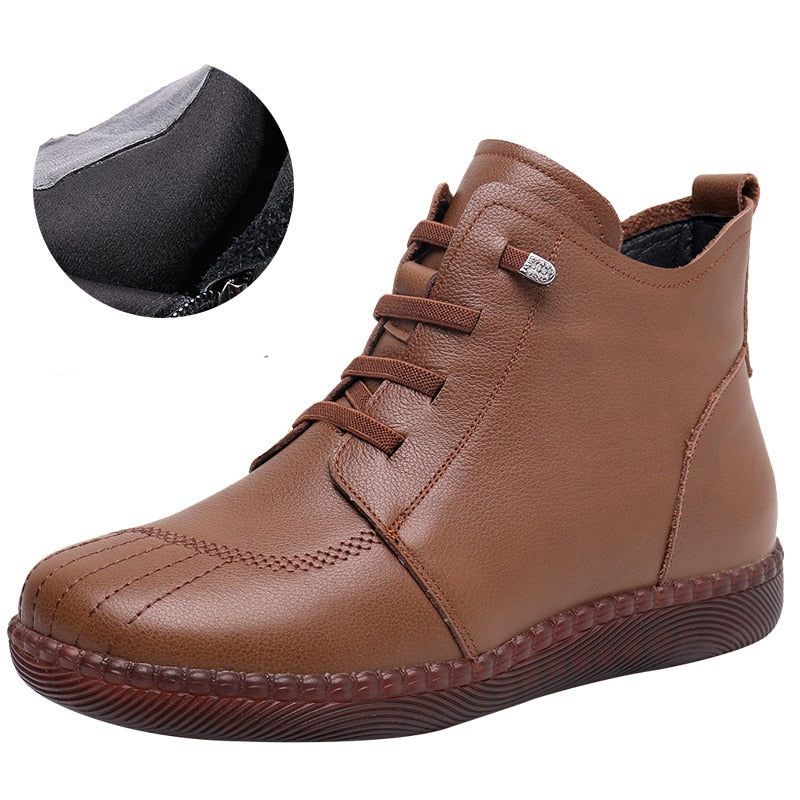 Leather Ankle Boots Handmade Soft Sneakers Women's Casual Shoes GCSZXC59 - Casual Shoes - DYAVOR®