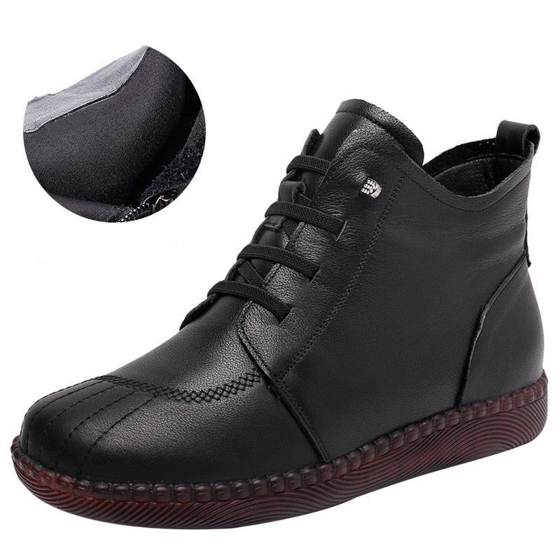 Leather Ankle Boots Handmade Soft Sneakers Women's Casual Shoes GCSZXC59 - Casual Shoes - DYAVOR®