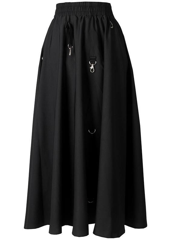Loose Black Cinched Summer Asymmetrical Design Cotton Skirt - Skirts - DYAVOR®