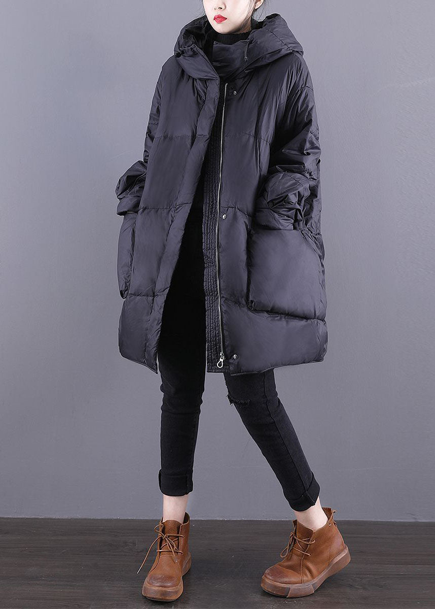 Loose Black Hooded Pockets Drawstring Duck Down Canada Goose Jacket Winter - Down Jackets - DYAVOR®
