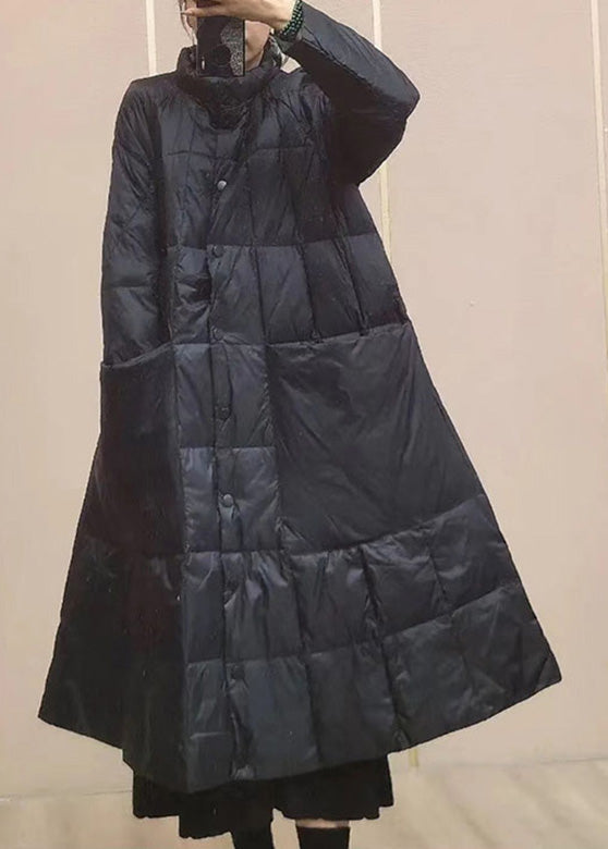 Loose Black Stand Collar Duck Down Button Down Coat Winter - Down Jackets - DYAVOR®