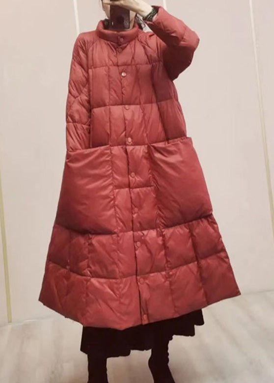 Loose Black Stand Collar Duck Down Button Down Coat Winter - Down Jackets - DYAVOR®