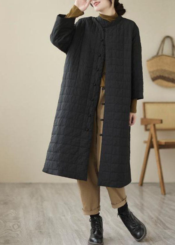 Loose Black Stand Collar Side Open Oriental Button Women Witner Coats - Down Jackets - DYAVOR®