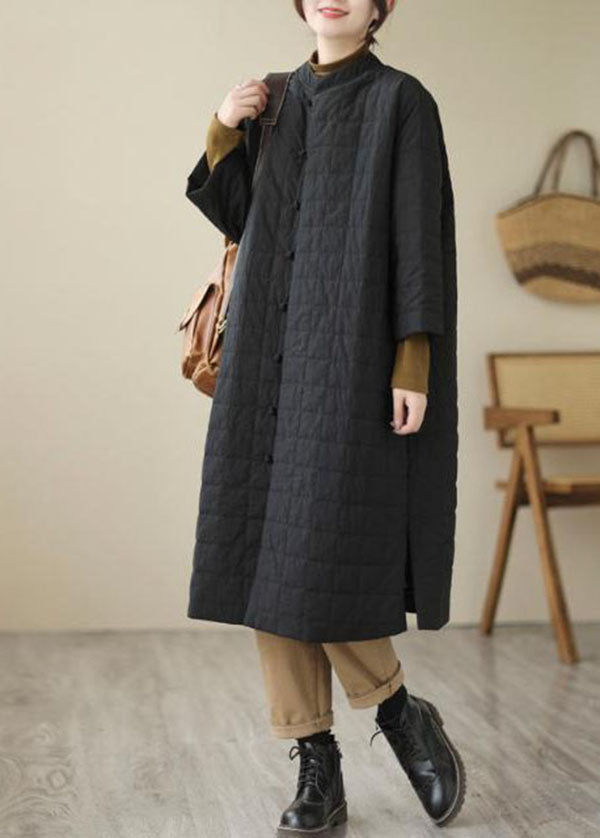 Loose Black Stand Collar Side Open Oriental Button Women Witner Coats - Down Jackets - DYAVOR®