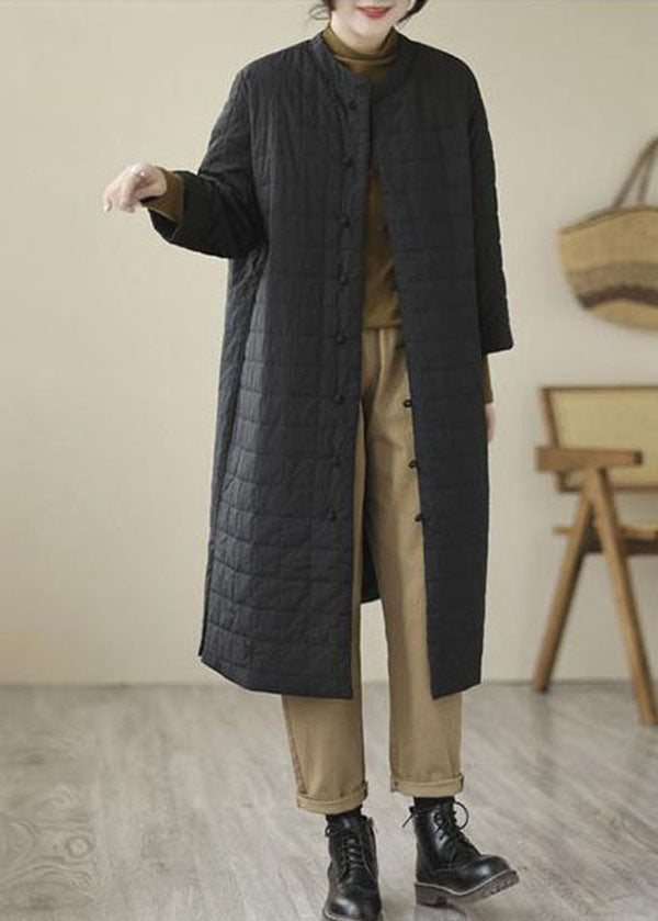 Loose Black Stand Collar Side Open Oriental Button Women Witner Coats - Down Jackets - DYAVOR®