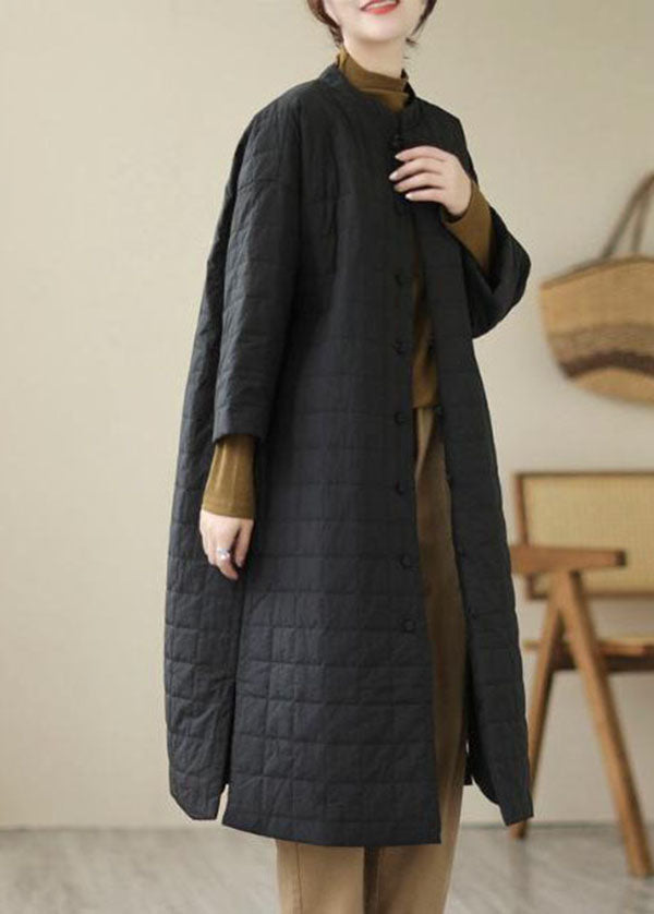 Loose Black Stand Collar Side Open Oriental Button Women Witner Coats - Down Jackets - DYAVOR®
