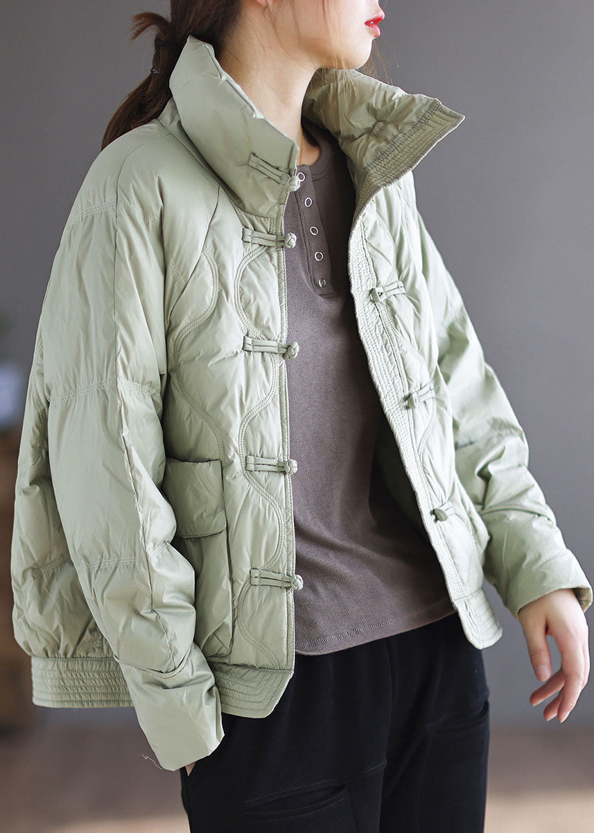 Loose Light Green Button Winter Down Jackets - Down Jackets - DYAVOR®