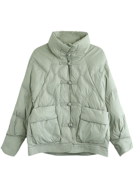 Loose Light Green Button Winter Down Jackets - Down Jackets - DYAVOR®