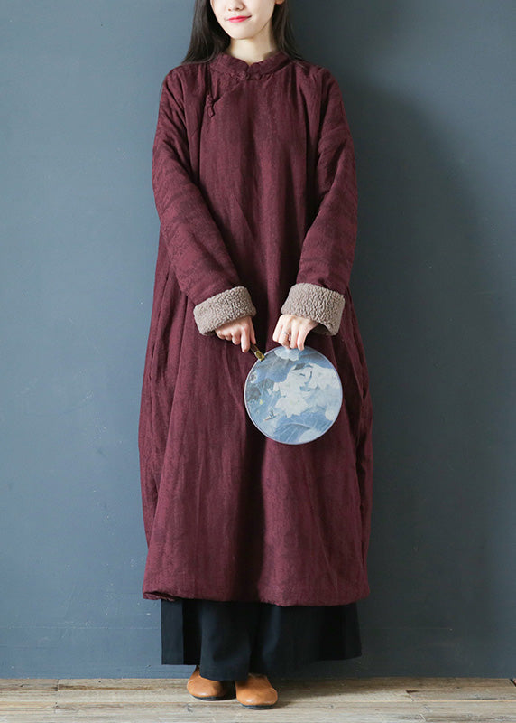 Loose Red Stand Collar Warm Fleece Thick Long Parka Winter - Down Jackets - DYAVOR®