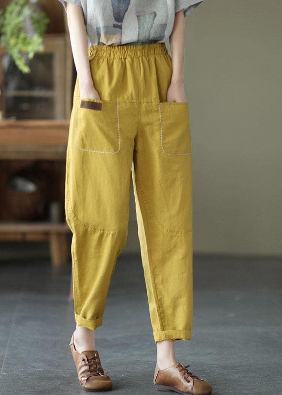 Loose Yellow Loose Casual Summer Pockets Pants - Pants - DYAVOR®