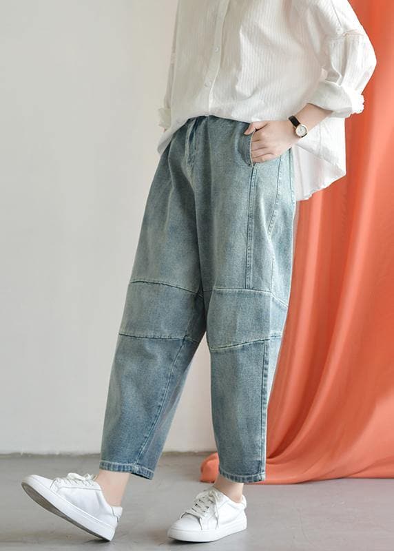 Loose casual old worn white irregular stitching wild wide leg jeans autumn new - - DYAVOR®