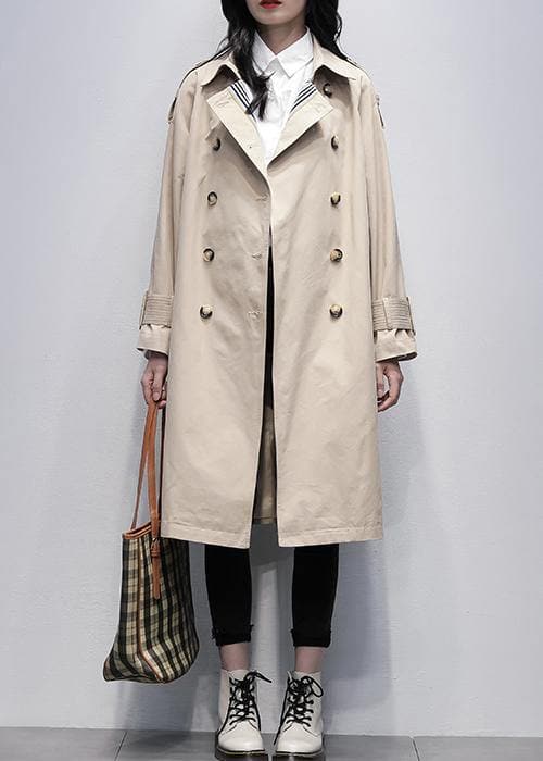 Loose khaki Plus Size trench coat Work Notched tie waist women coats - - DYAVOR®